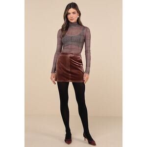 Lulus Splendid Mood Mauve Velvet High-rise Mini Skirt Pink - Size M